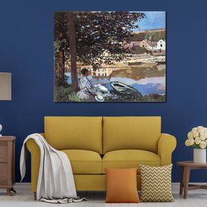 River Scene at Bennecourt Claude Monet Painting Impressionist Art Hand-painted Canvas Wall Decor High Quality