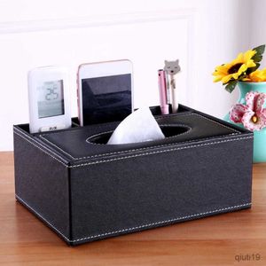 Tissue Boxes Napkins Faux Leather Hotel Office Home Desk Table Remote Control Phone Tissue Paper Storage Box Holder Organizer R230715