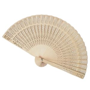 Sandelträ fällande fanfest Favor Personlig handfan Wood Fan Wedding Present Anpassad logotyp