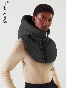 Jackets Women Puffer Hooded Vests Fake Turtleneck Collars Detachable Caps Unisex Sleeveless Cowl Neck Warm Crop Chalecos for Women 2022