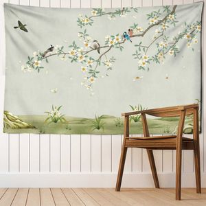 Tapestries Dome Cameras Spring Flowers Birds Illustration Wall Tapestry Painting Landscape Wall Hanging Tapestry Home Decor Table Cover Tapestry