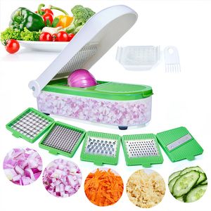 Fruit Vegetable Tools LHS Chopper Cheese Grater Slicer Onion Cutter Food Dicer with Container 5 Blades Peeler Kitchen Gadgets 230714