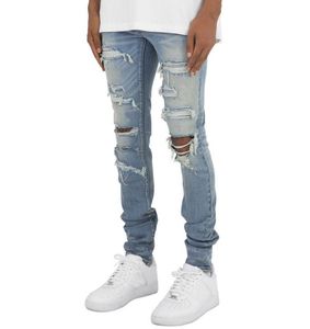 Jeans masculino skinny europeu americano comércio exterior FOG moda miçangas jeans slim fit calças lápis HZH2LXM03