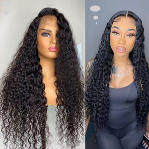 Curly Human Hair Wig Hd Full Lace Front Human Hair Brazilian Water Deep Wave 26Inch Lace Frontal Wigs For Black Women