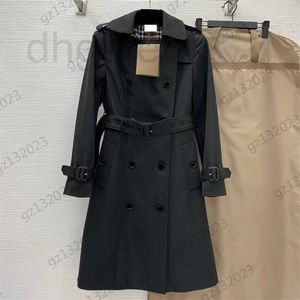 Trench da donna Trench firmati Cappotto Grande risvolto Bottoni doppiopetto Moda Giacche sottili Fodera a quadri Decorazione gemello Capispalla lungo Donna Caldo P8K