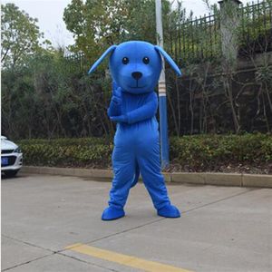 Fantasia de mascote de cachorro azul de Halloween Cachorrinho de desenho animado de alta qualidade Personagem de tema de anime de Natal Trajes de festa de carnaval 240o