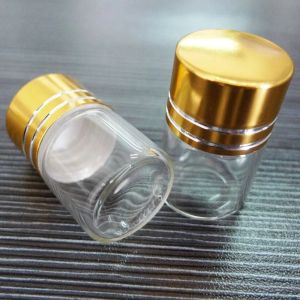 Top 50 transparente Lot kleine 5 ml (22 x 30) leere Glasflaschengläser mit vergoldetem Schraubverschluss (Deckel) für ätherisches Öl