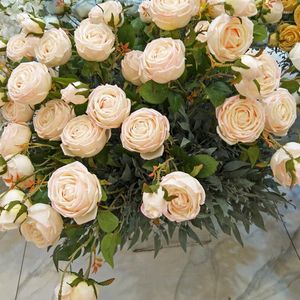 Dekorative Blumen 1 Bunch 3 Heads Künstliche Rose Rosa Seidensträuße Braut hält gefälschte Pfingstrose für Zuhause Hochzeitsdekoration Pflanze