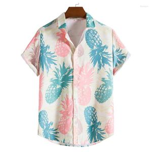 Męskie koszule h hawajska koszula lapelowe krótkie rękawie lato kolorowy wzór grzybów