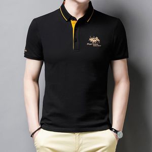 Weste neue gestickte Baumwollpolo -Shirt Herren Highend Top 2022 Sommer Casual Revers Short Sleeve T -Shirt Koreanische Mode Männer