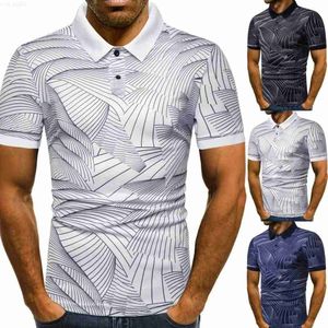 Men's T-Shirts Fashion trend wave pattern printing slim short sleeve lapel men's T-shirt POLO shirt L230715