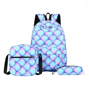 Backpack 3pcs/set Ladies Bookbag Large Capacity Laptop Fashion Adjustable Strap Nylon With Handbag Pencil Case For Teenage Girls