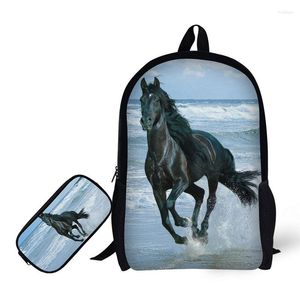 Mochila 3D O Cavalo Estampa Crianças Estojo de Lápis Para Mochilas de Ensino Médio Alunos Primários Adolescentes Mochila