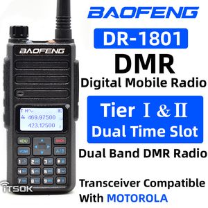 Walkie talkie Baofeng DR-1801 UV DMR Walkie Talkie Tier 1 2 Tier2 Dual Time Upgrade Digital Analog Ham Dwukierunkowy zestaw stacji radiowej 230714