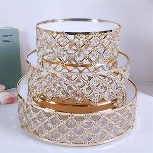 Andra Bakeware Gold Mirror Metal Cake Stand Round Cupcake Wedding Birthday Party Dessert Pedestal Display Plate Home Decor328Q