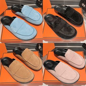 2023 Fashion Luxurys Designer tofflor Go Mule Squedes Calfskin Sandaler Utomhus Sandal Beach Sliders Sky Blue Noir Beige Argile Pink Womens Flats Storlek 35-40 för kvinnor