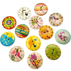 50PC Orologio in legno vintage Accessori per cucire Bottoni 2 fori Cucito Scrapbooking Artigianato Accessori per vestiti Borse 40SP182601