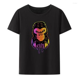 Erkek Tişörtleri Şempanze DJ Pamuk T-shirt Camisa Rahat Baskı Y2K giysileri Techweare Erkekler Üstleri Mizah Kısa Kollu Tee Mens Gevşek Yaz