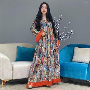 Ubranie etniczne Eid Abaya Dress for Women Print Tassel Jalabiya Maxi Sukienki Party Abayas Ramadan Arabia Arab Arabi Maroka kaftan kaftan vestidos