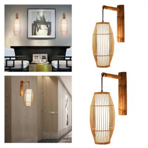 Vägglampa kinesisk stil bambu ljuskrona dekor kreativ för vardagsrum el el
