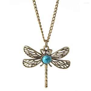 Chains Women Long Necklace Vintage Hollow Dragonfly Pendant Retro Style Bronze Chain Sweater Necklaces