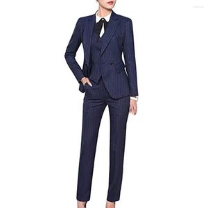 Men's Suits Women's Three Pieces Office Lady Blazer Set Women For Work Business Suit Double/ Single Breasted Pant Vest And Jacket