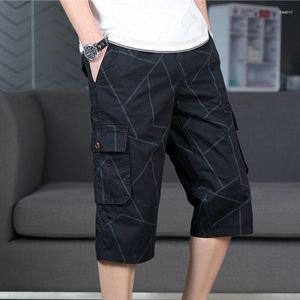 Men's Shorts 2023 Summer Mens Knee Length Cotton Army Cargo Men Casual Multi-pocket Loose Bermuda Trousers T93