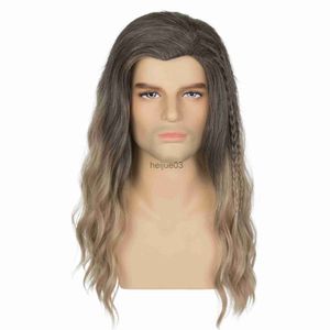 Syntetiska peruker Miss U Hair Adult Mens Long Braid Wavy Brown Blonde Halloween Cosplay Costume Party Wig X0715