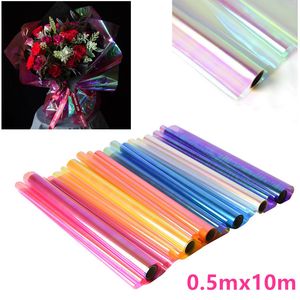 Packaging Paper Rainbow Cello Flower Floral Wrapping Paper Candy Cake Cookie Packaging Craft Gift Packing Colorful Cellophane Roll 230714