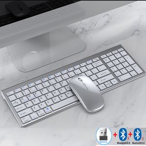 Keyboard Mouse Combos Jomaa Slim Rechargeable Spanish Bluetooth Keyboard and Mouse Set for Laptop Computer 2.4G USB Wireless Keyboard and Mouse Combo 230715