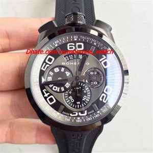 2017 Factory Fashion Brand New Authentic Bomberg Bolt 68 Quartz Chrono Black PVD ​​Rubber Strap Watch 45mm Men Watches Top Quality294K