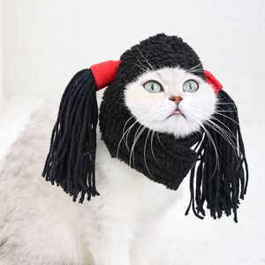 Dog Apparel DualPet Pet Wigs Cosplay Props Funny Dogs Cats Hair Hat Costumes Head Accessories for Halloowen Christmas Pets Gift 230714