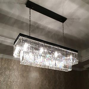 L Długość 125 cm 1920S Odeon przezroczysty szklany grzywkowy prostokątny żyrandol Vintage K9 Luster Crystal LLFA228T