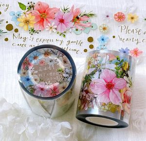 Vidhäftande klistermärken Fairy Ball Vintage Floral Roll 9 Shiny Washi Pet Tape för kort Making Planner Diy Decorative Sticker 230714