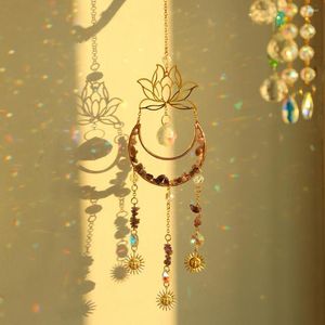 Садовые украшения Lotus Moon Suncatcher Crystal Ball Sun Catchers с аметистыми призмами для окна в закрытом отделении подарок на открытом воздухе подарок