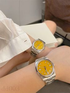 Moda reloj 41mm relógios de pulso masculino automático pulseira de aço inoxidável flexível amarelo preto mostrador branco senhora relógios de luxo designer moderno GMT SB025 C23