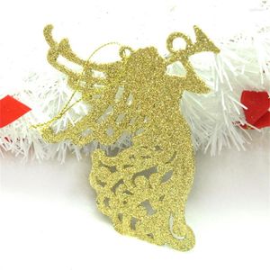 Christmas Decorations 1PC Tree Supplies Colors Trumpet Angel Xmas Ornament Size 12CM Glitter Powder Party Holidays Pendants