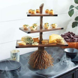 Andra Bakeware Cupcake Stand Holder Dessert Cake 3 Tiered Serving Tray Display återanvändbar konditorivaror för Halloween Holiday Party264C