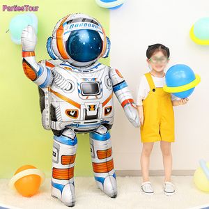 Inflatable Bouncers Playhouse Swings 134cm Standing Astronaut Balloon 3D Spaceman Foil balloon Kids Galaxy Outer Space Theme Birthday Party Decoration toy 230714