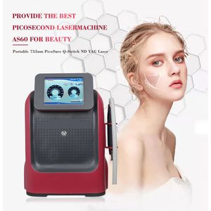 Picosecond Machine Rimozione permanente del pigmento Pico Second Nd Yag Laser Rimozione del tatuaggio Rimozione del sopracciglio Lentiggine Elimina Face Lift Rafforzamento della pelle Trattamento dell'acne