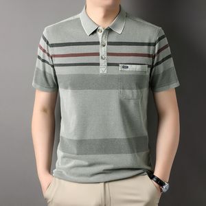 Erkek Polos MLSHP Pamuk Yaz Erkek Polo Gömlekleri Lüks Kısa Kollu Akıllı Çizgili Erkek Tişörtler Moda Golf Adam Tees 3xl 230714