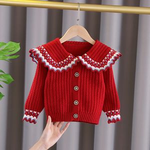 봄 유아 어린이 소녀 아기 옷 저지 니트 카디건 스웨터 코트 여자 아이의 옷 생일 크리스마스 스웨터
