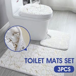 Bath Mats Home Living Room Bathroom Toilet Mats Set Gold Printing Anti Slip Rugs Bedroom Print Rug Shower Mat Bath Mats Bathroom 230714
