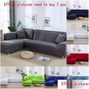 Stoelhoezen Dubbel Sofa Er 145-185Cm Voor Woonkamer Bank Elastisch L-vormige Hoekbanken Ers Stretch Chaise Longue Sectionele Sliper Dhurf