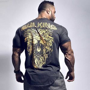 Herr t-shirts män kort ärm polyester t-shirt muskulös man avslappnad mode trend tryck t-shirt gym fitness träning tee topps märke kläder l230715