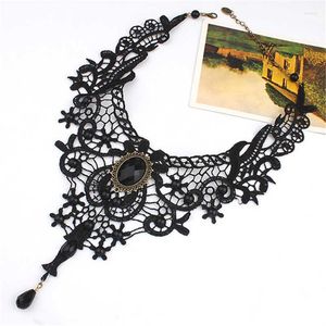 Choker Fashion Women's Lace Necklace Creative Black Water Drop Pendant Bib Party