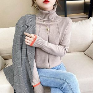 Kadın Sweaters 2023 Yüksek Yakalı Sonbahar ve Kış Kaşmir Külkü Gündelik Moda Kalın Çukur Renkli Kılıf Tembel Stil Alt
