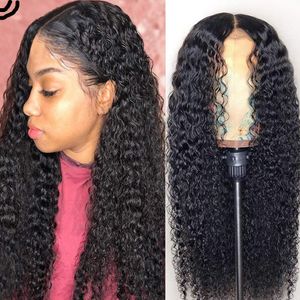 Curly Human Hair Wigs Spets Frontal 13x4 Spets Front Wig Pre Plucked Spets stängning Wig Deep Wave 150 Densitet
