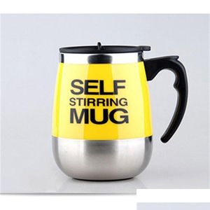 Muggar Ny Matic Self Stirring Magnetic Mug Creative rostfritt stål Kaffemjölk Mixing Cup Blender Lazy Smart Mixer Thermal 20211228 DHZ02