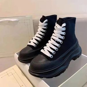 Designer stövlar mens duk ankel boot kvinna snörning modet tjocka botten vinterstövlar utomhus sneakers botas de mujer svart blå storlek 44